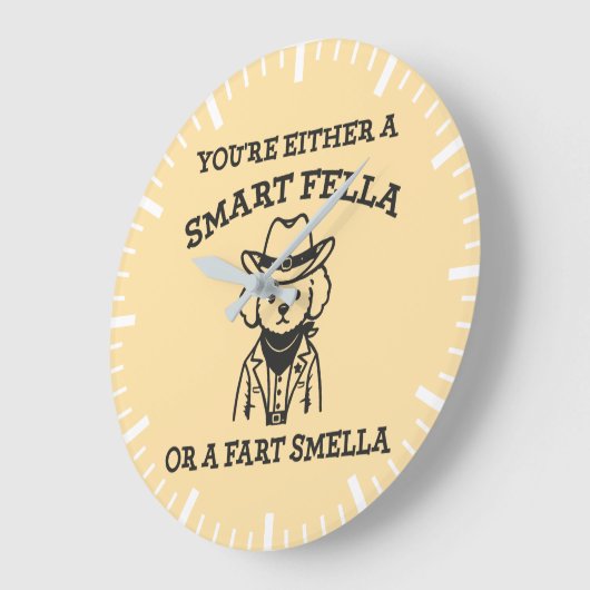 Smart Fella vs Fart Smella - Grappige Cowboy Hond Grote Klok (Hoek)