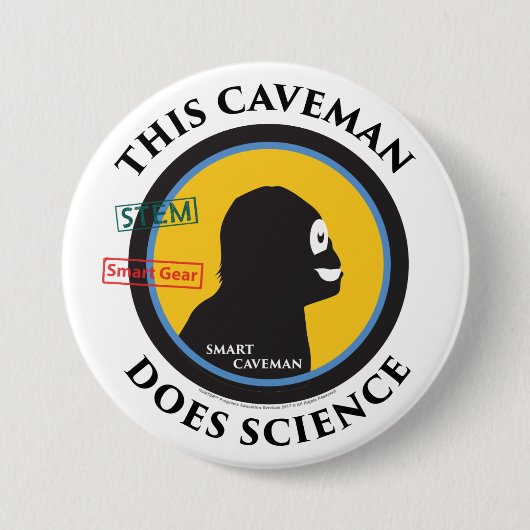 Smart Gear Science Caveman STEM Ronde Button 7,6 Cm (Voorkant)