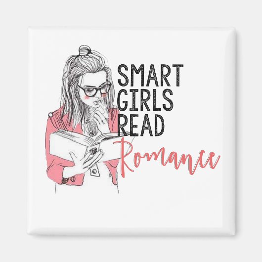 Smart Girls Lees Romance Vierkante Magneet (Voorkant)
