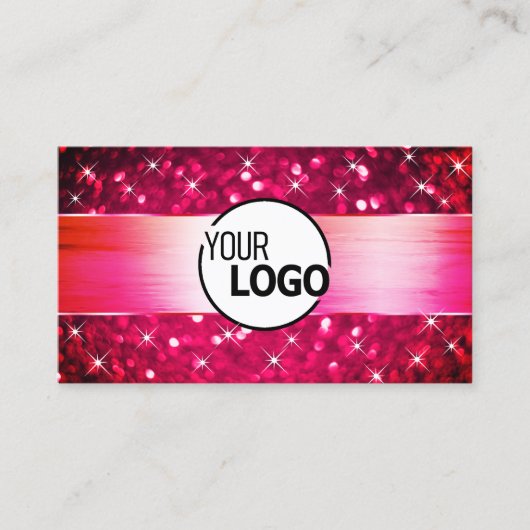 Smart Girly Pink Glitter Lichtgevende Sterren en L Visitekaartje (Voorkant)