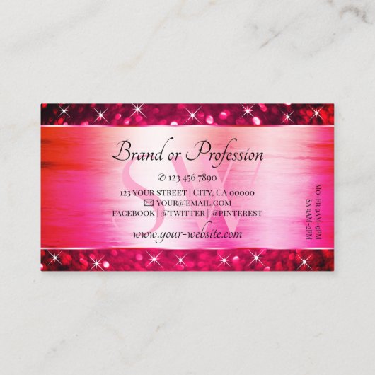 Smart Girly Roze Glitter Lichtgevende Sterren Init Visitekaartje (Achterkant)