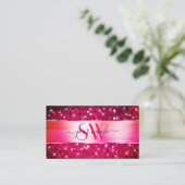 Smart Girly Roze Glitter Lichtgevende Sterren Init Visitekaartje (Staand voorkant)