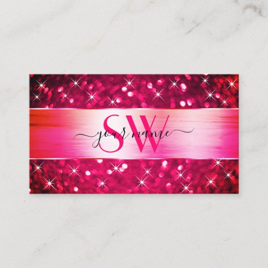 Smart Girly Roze Glitter Lichtgevende Sterren Init Visitekaartje (Voorkant)