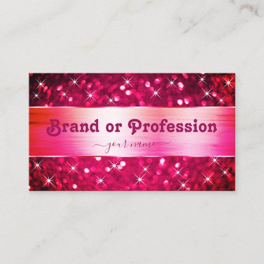 Smart Girly Roze Glitter Lichtgevende Sterren Prec Visitekaartje (Voorkant)