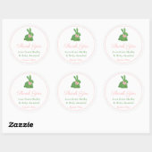 Smart Green en Roze Bunny Baby shower Dank u Ronde Sticker (Vel)