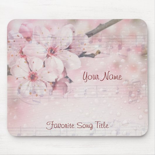 Smart Hoesje iPad Cherry Blossom Muzieknoten Muismat (Voorkant)