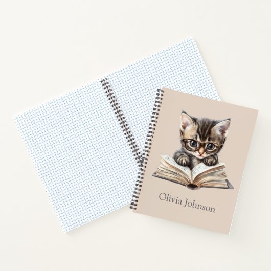 Smart Kitten met bril Gepersonaliseerd Notitieboek (Binnen)