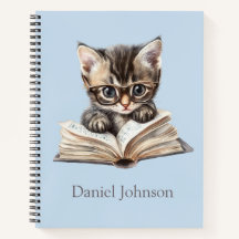 Smart Kitten met bril Gepersonaliseerd Notitieboek