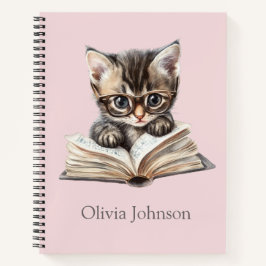 Smart Kitten met bril Gepersonaliseerd Notitieboek