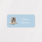 Smart Kitten with Glasses Blue Name Labels (Design 2)