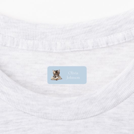 Smart Kitten with Glasses Blue Name Labels (Aangebracht)