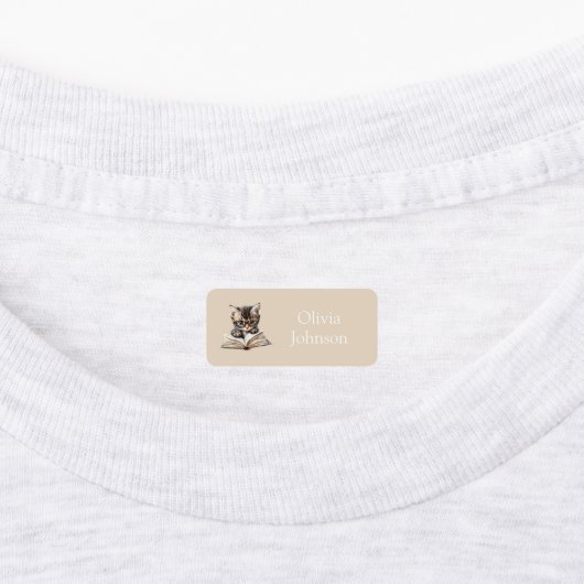 Smart Kitten with Glasses Personalized Neutral Labels (Aangebracht)