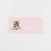 Smart Kitten with Glasses Pink and Lilac Name Labels (Design 1)