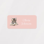 Smart Kitten with Glasses Pink and Lilac Name Labels (Design 2)