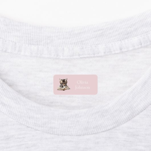 Smart Kitten with Glasses Pink and Lilac Name Labels (Aangebracht)