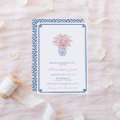 Smart Navy Blauw & Roze Ginger Jar Verlovingsfeest Kaart