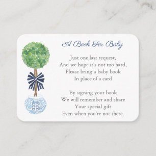 Smart Navy Blue Baby shower Boek Aanvraag Gedicht Informatiekaartje