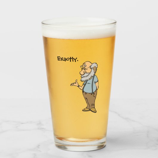 Smart Old Man Cartoon, Grappige Ouderenwijsheid Glas (Voorkant gevuld)