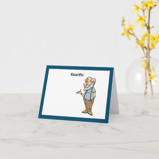 Smart Old Man Cartoon, Grappige Ouderenwijsheid Kaart (Gele Bloem)