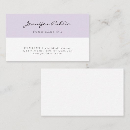 Smart Paarse Wit Creatief Modern Minimalistisch Visitekaartje (Voorkant / Achterkant)