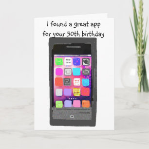 Smart Phone App 50th Birthday Card Kaart