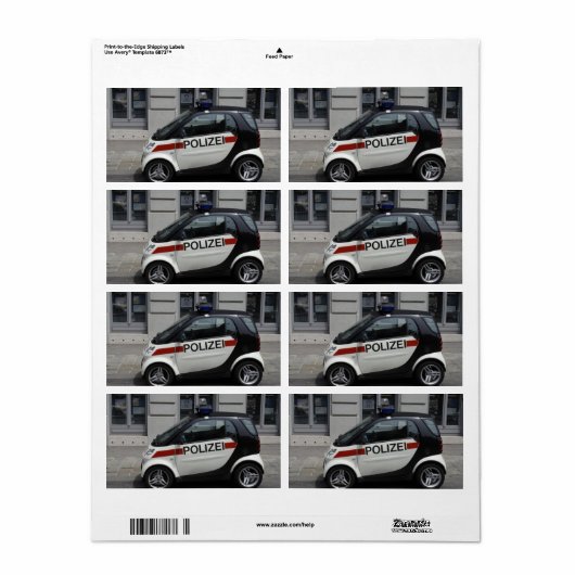 Smart Polizei Auto Etiket (Full Sheet)
