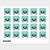 Smart Pug Vierkante Sticker (Vel)