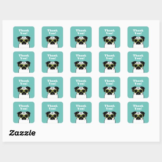 Smart Pug Vierkante Sticker (Vel)