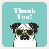 Smart Pug Vierkante Sticker (Voorkant)