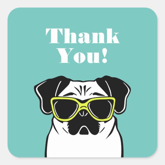 Smart Pug Vierkante Sticker (Voorkant)