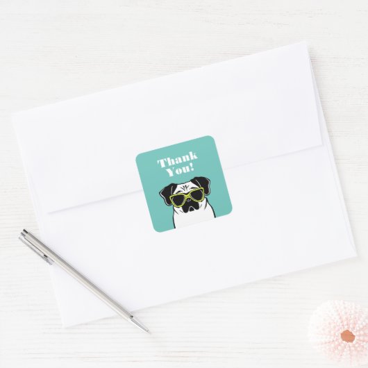 Smart Pug Vierkante Sticker (Envelop)