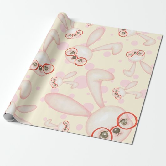 Smart Rabbit Girl Patroon Cadeaupapier (Uitgerold)