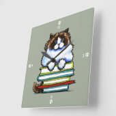 Smart Ragdoll Kat Books Vierkante Klok (Hoek)