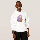 Smart Reading Monster Kids Hoodie — Purple Book (Voorkant volledig)