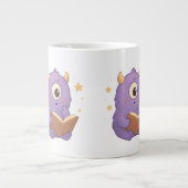 Smart Reading Monster Kids Mug — Purple Study Grote Koffiekop (Voorkant)