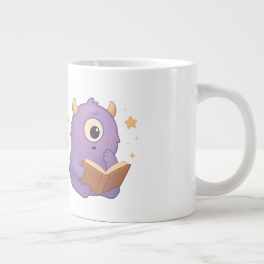 Smart Reading Monster Kids Mug — Purple Study Grote Koffiekop (Rechts)