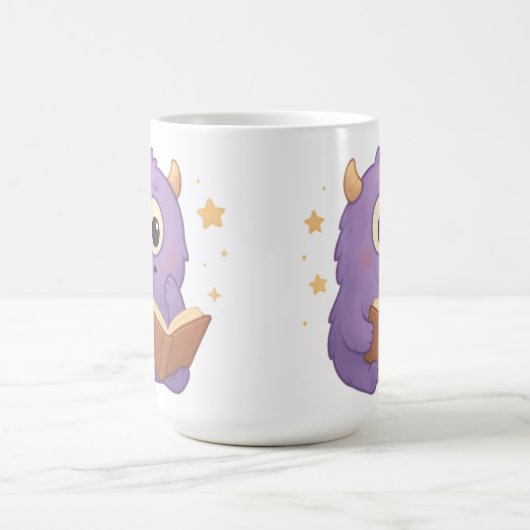Smart Reading Monster Kids Mug — Purple Study Koffiemok (Center)