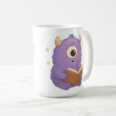 Smart Reading Monster Kids Mug — Purple Study Koffiemok (Voorkant rechts)