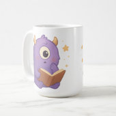 Smart Reading Monster Kids Mug — Purple Study Koffiemok (Voorkant links)