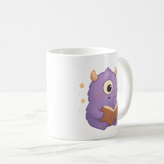 Smart Reading Monster Kids Mug — Purple Study Koffiemok (Voorkant rechts)