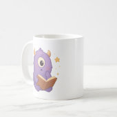 Smart Reading Monster Kids Mug — Purple Study Koffiemok (Voorkant links)