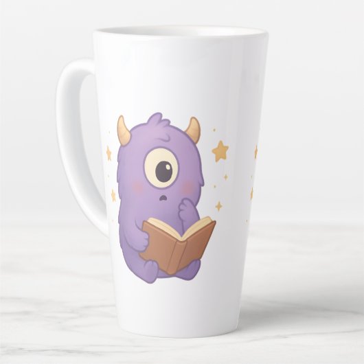 Smart Reading Monster Kids Mug — Purple Study Latte Mok (Linkerhoek)
