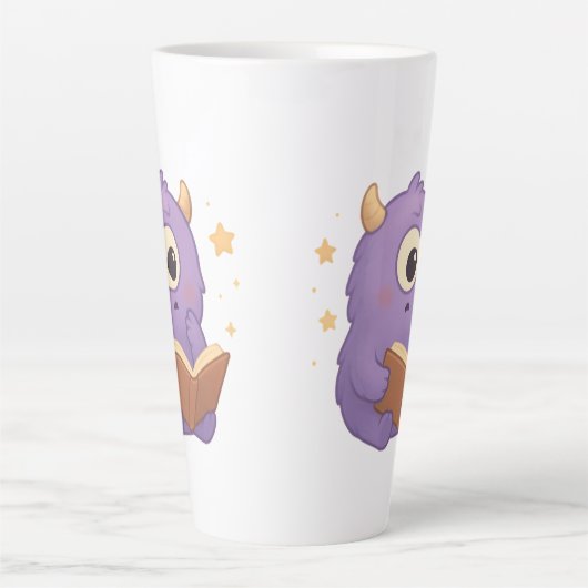 Smart Reading Monster Kids Mug — Purple Study Latte Mok (Voorkant)
