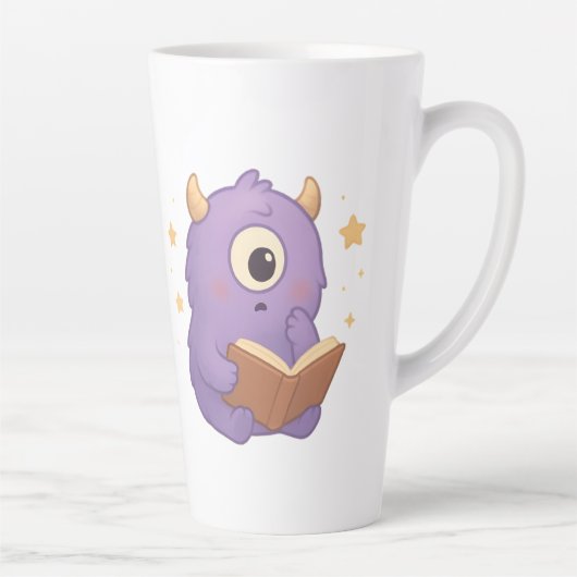 Smart Reading Monster Kids Mug — Purple Study Latte Mok (Rechts)