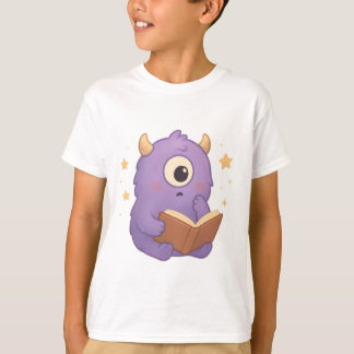 Smart Reading Monster - Purple Book Lover Kids Tee T-shirt