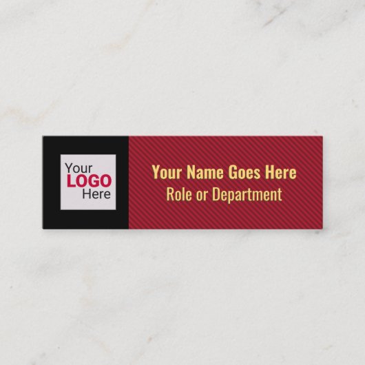 Smart Red Stripe Uw Logo & QR Code Professional Mini Visitekaartje (Voorkant)