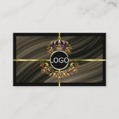 Smart Royal Brown Gold Crown Logo Foto QR-code Visitekaartje (Voorkant)