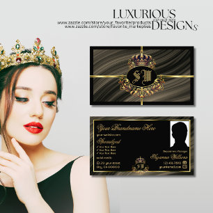 Smart Royal Brown Gold Crown met Monogram Foto Visitekaartje