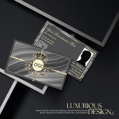 Smart Royal Grey Gold Crown Logo Foto en QR-code Visitekaartje