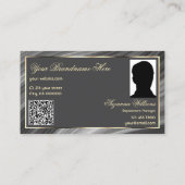 Smart Royal Grey Gold Crown Logo Foto en QR-code Visitekaartje (Achterkant)